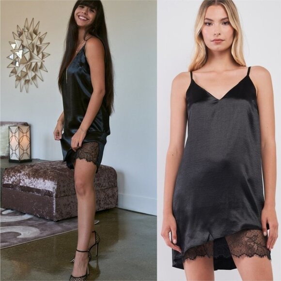 Dresses & Skirts - Black Satin Sleeveless Mini Dr4ess